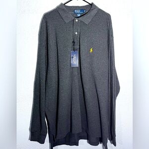 POLO RALPH LAUREN COTTON LONG SLEEVE POLO SHIRT SIZE 2XB Big NWT GRAY